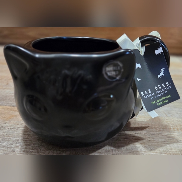 Rae Dunn Black Cat Vibes Color Changing Heat Reactive Mug/soupbowl - Picture 1 of 6